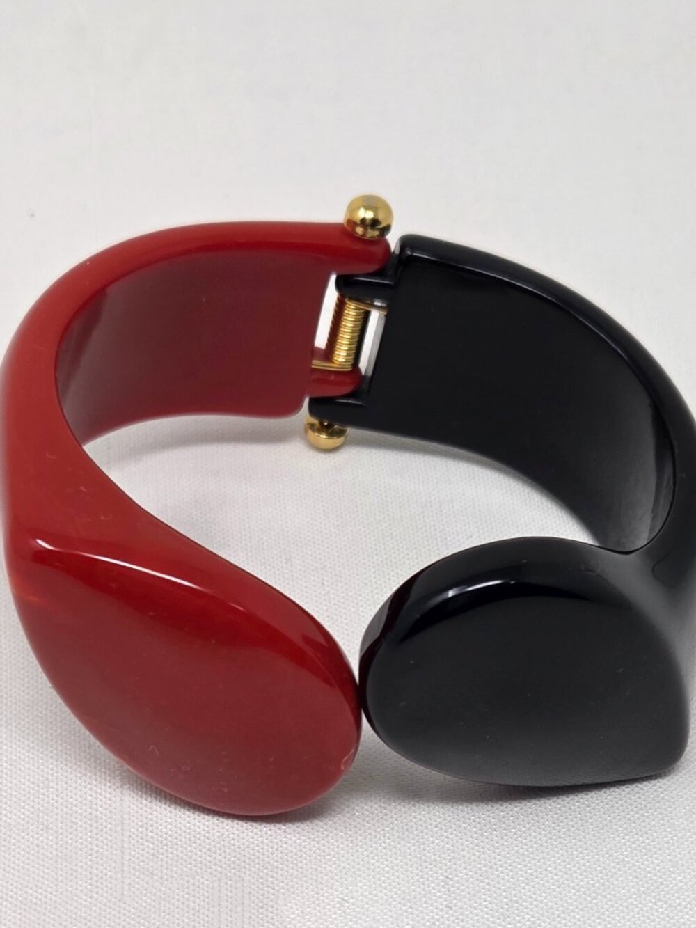 Angela Caputi Black and Red Resin Clamper Bracelet
